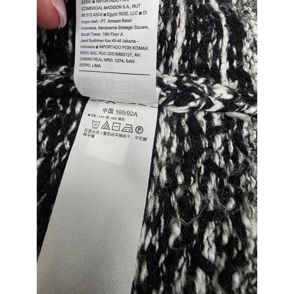 Old Navy Womens Medium Black White Geometric Fringe Open Front Cardigan Sweater - Picture 9 of 10
